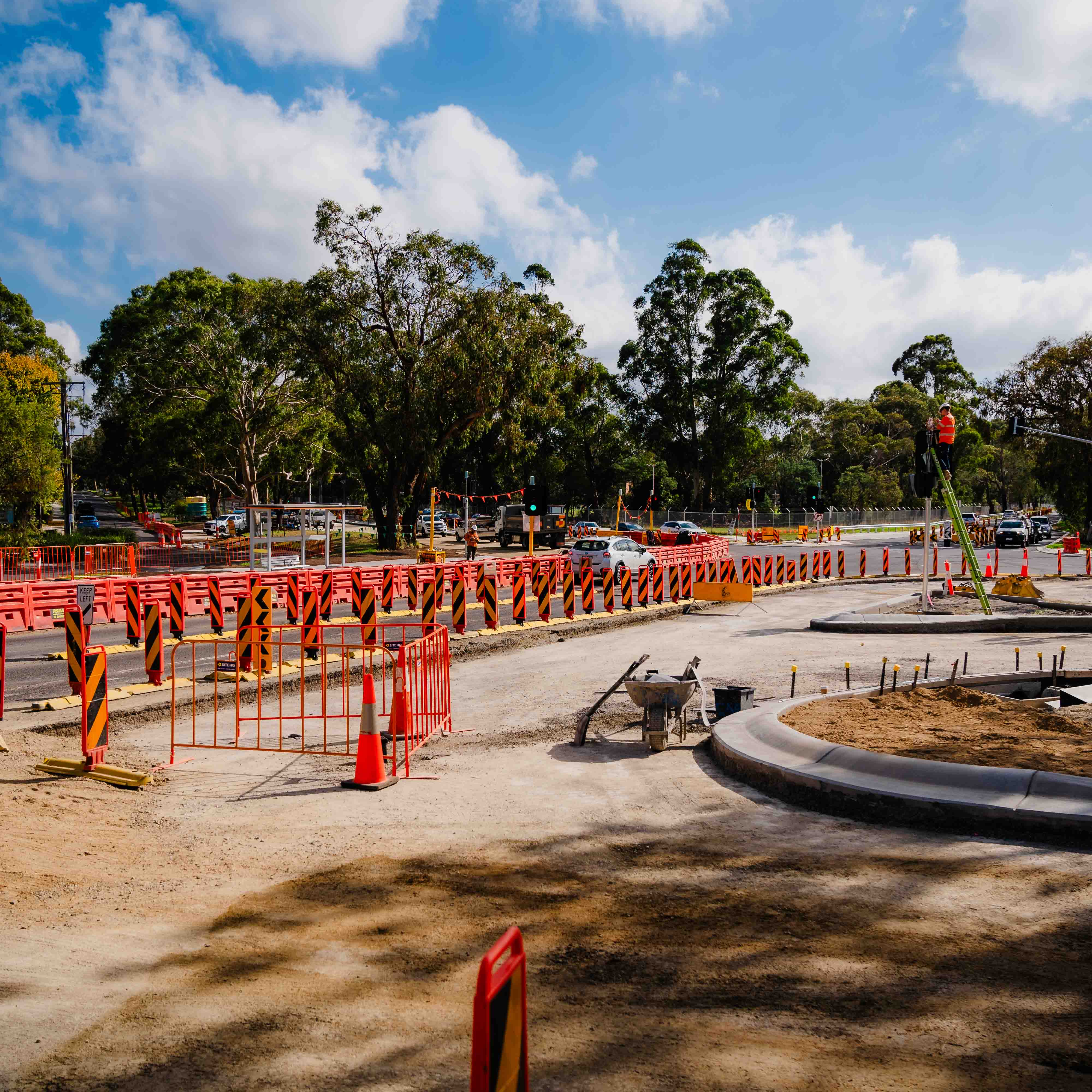 Alchester Village Intersection Upgrade under construction